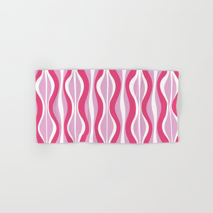 Hourglass Abstract Retro Mod Wavy Pattern in Hot Pink Hand & Bath Towel