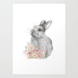 Floral Bunny I Art Print