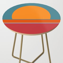 Sunset V - Minimalistic Colorful Retro Geometric Design Art Pattern Side Table