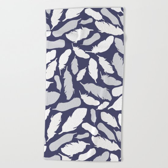 Feather Pattern Blue Beach Towel