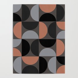Mid century geometric pattern on grey background 4 Poster