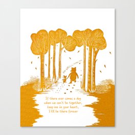 Pooh "If there ever comes a day" friendship quote linocut Canvas Print