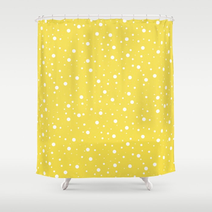 Pantone Illuminating Polka Dots (white/yellow) Shower Curtain