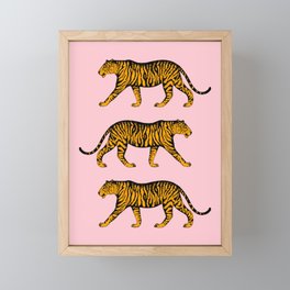 Tigers (Pink and Marigold) Framed Mini Art Print
