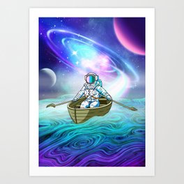 Rowing a Boat into Galaxy Art Print