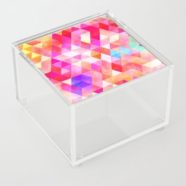 Abstract Pink Coral Lavender Lilac Watercolor Triangles Acrylic Box