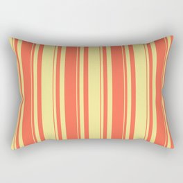 [ Thumbnail: Tan and Red Colored Stripes/Lines Pattern Rectangular Pillow ]