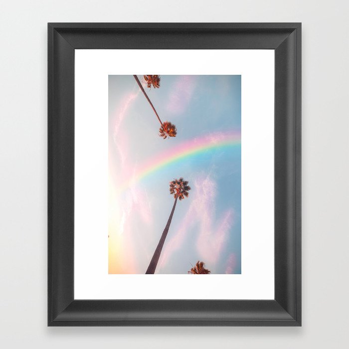 Somewhere Over the Rainbow & Palm Trees Framed Art Print