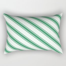 [ Thumbnail: Mint Cream & Sea Green Colored Lined/Striped Pattern Rectangular Pillow ]
