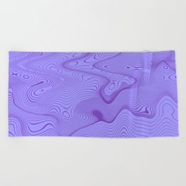 Purple Drawing Topographic Waves #2 Beach Towel
