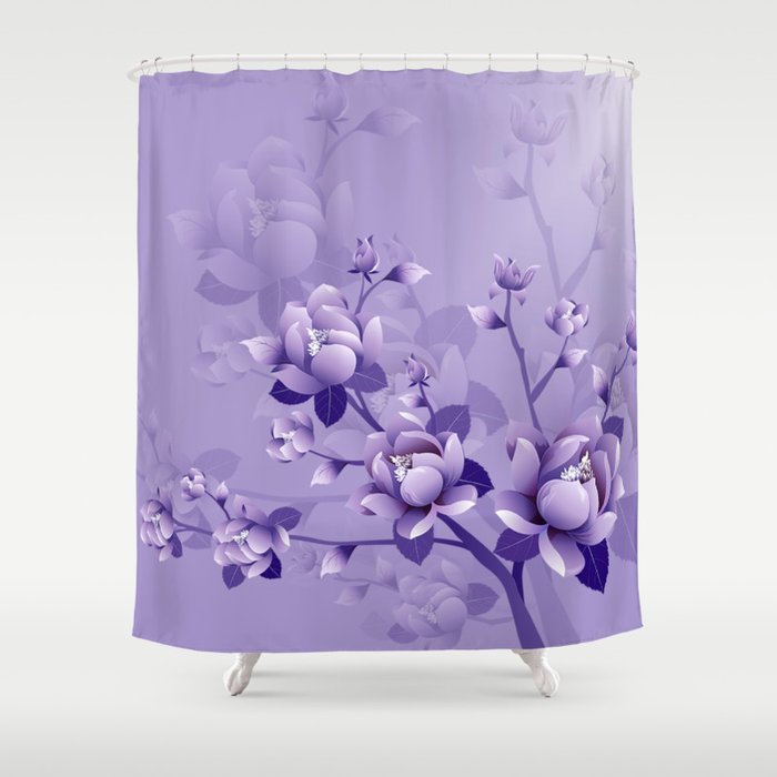 Purple Flowers Shower Curtain By Updesign Society6 Purple Flowers Shower Curtain