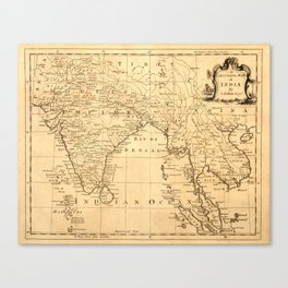 This vintage map of India and Southeast Asia was designed in 1750.  Canvas Print