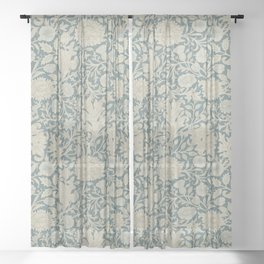 William Morris Double Bough Slate Blue Sheer Curtain