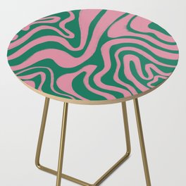 Tropical Abstract Modern Swirl Pattern in Cashmere Rose Pink on Vivid Green Side Table