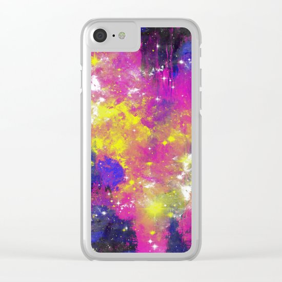 Journey Through Space - Abstract purple and blue, space themed artwork Clear iPhone Case