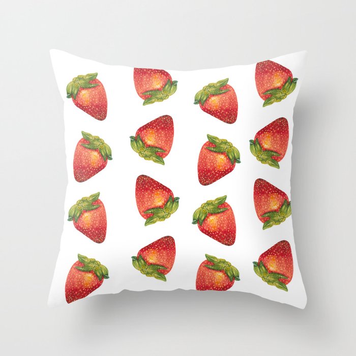 Dancing Strawberries Throw Pillow
