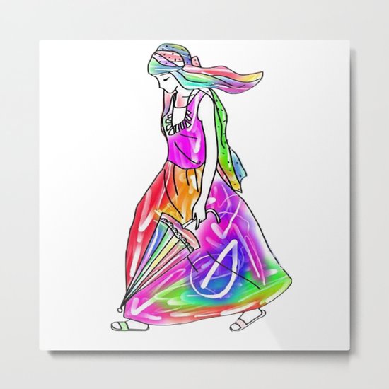 Rainbow Girl Metal Print