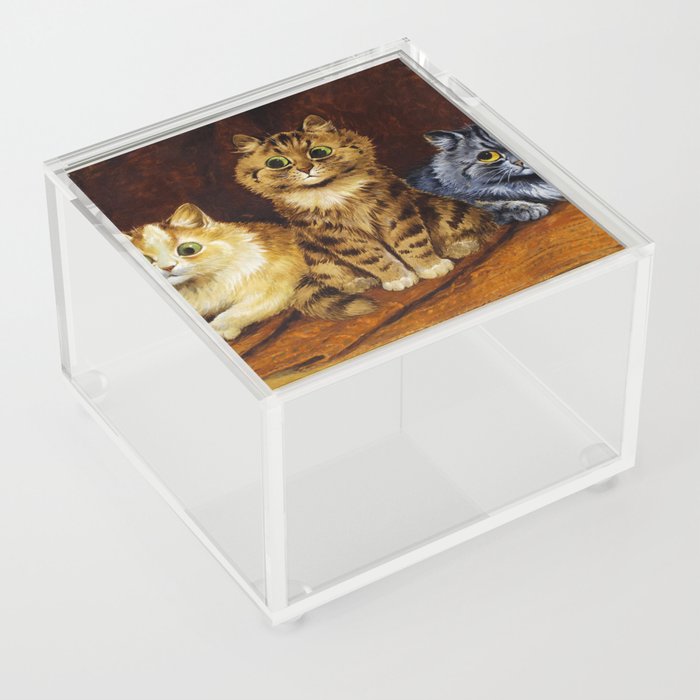  Three Cats on a Persian Rug by Louis Wain Acrylic Box