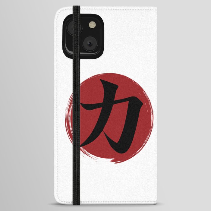 Strength Kanji Symbol Ink Calligraphy iPhone Wallet Case