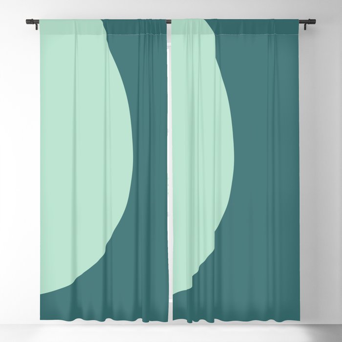 Abstract Moon Shape Blue Green Mint Tones Decor Blackout Curtain