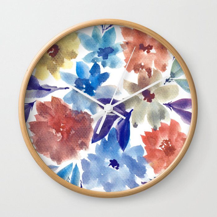 hand painted flowers_3c Wall Clock