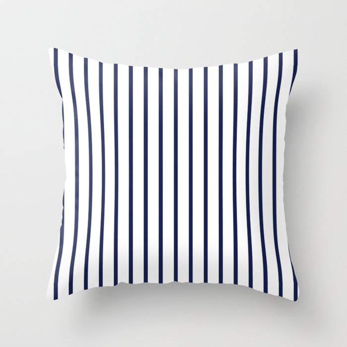 Vertical Navy Blue Stripes Pattern Throw Pillow