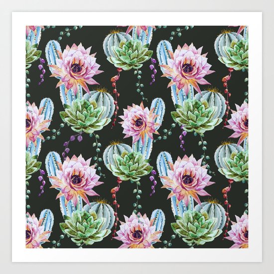 Cactus Pattern 09 Art Print