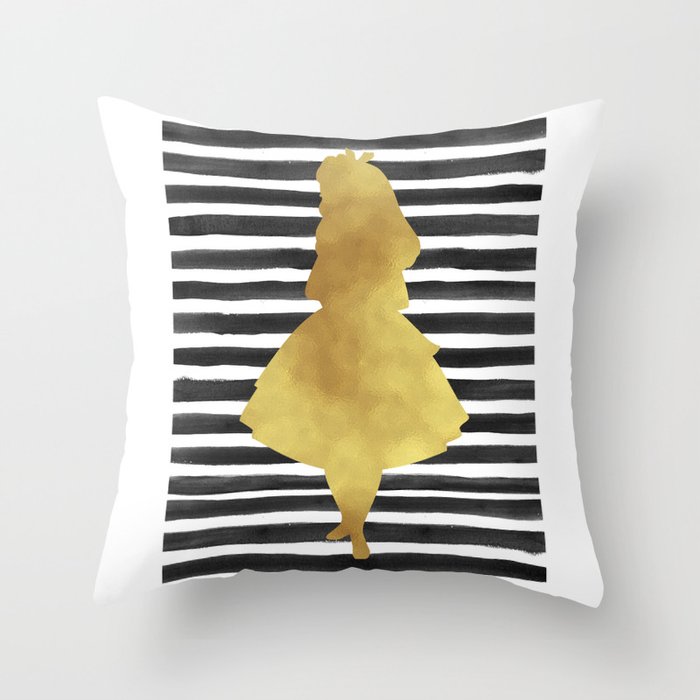 Alice black and gold. Throw Pillow