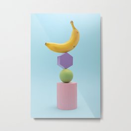 One second sculpture Metal Print | Shapes, Color, Digital, Photo, Balance, Banana, Fruit, Sculpture, Curated, Geometry 