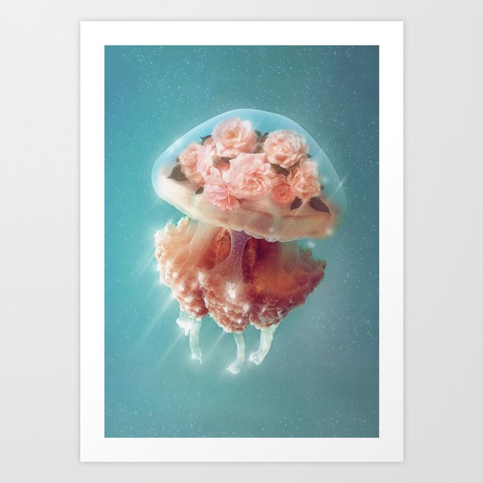 Floral Jellyfish Art Print