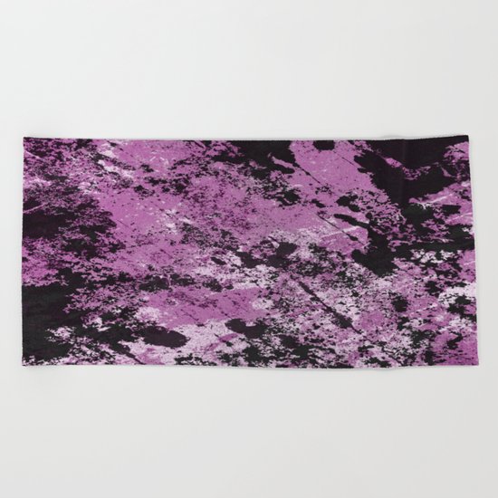 Abstract Texture Deux - Purple, White and Black Beach Towel
