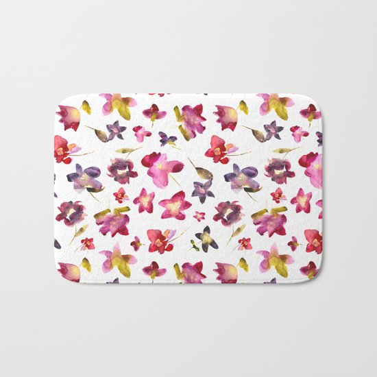 Floral vibes in watercolor Bath Mat
