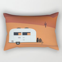 Camper in the Desert at Sunset Rectangular Pillow