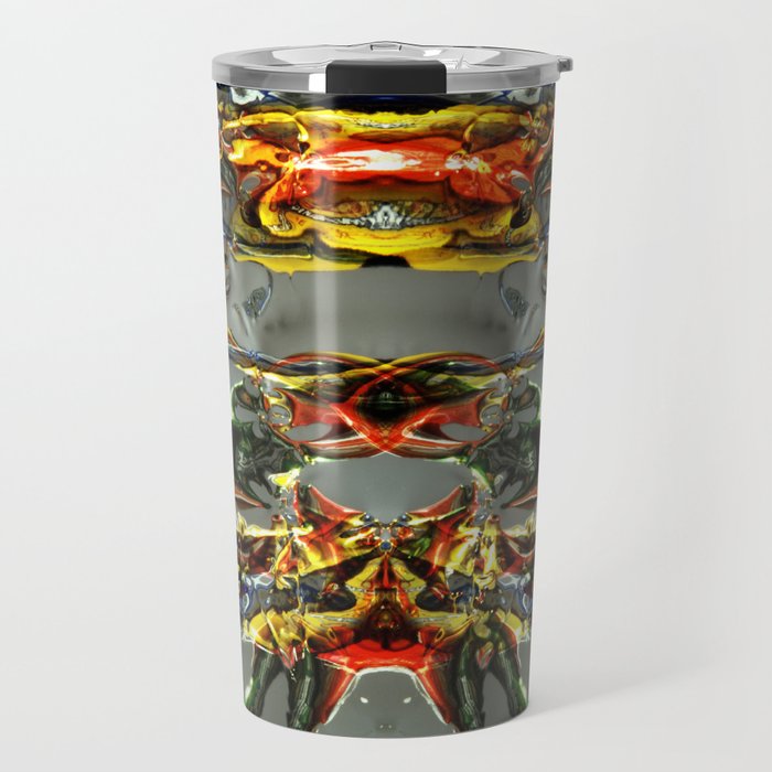 A reflection colorful of beer can in a mirror foil. It looks nice and some can see ...   Travel Mug