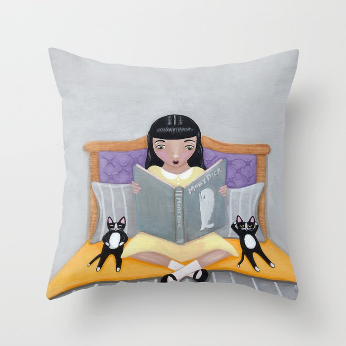 Story Time for Kittens Throw Pillow