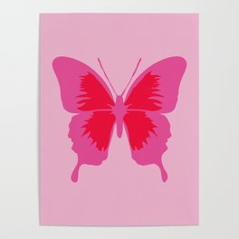 Simple Cute Pink and Red Butterfly - Preppy Aesthetic Poster
