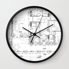 Detailed architectural private house floor plan, apartment layout, blueprint. Vector illustration Wall Clock