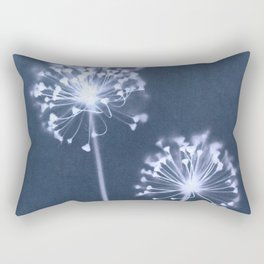 Indigo Dandelion Botanical Cyanotype Rectangular Pillow