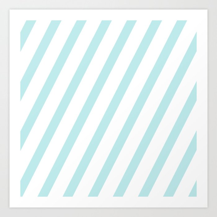Diagonal stripes - turquoise fresh summer pattern Art Print