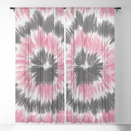 Pink Black Tie Dye Circle Sheer Curtain