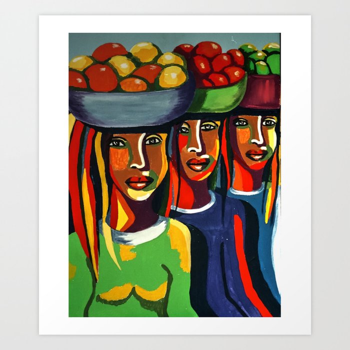 African Traditional Tribal Women Abstract Art Canvas Painting