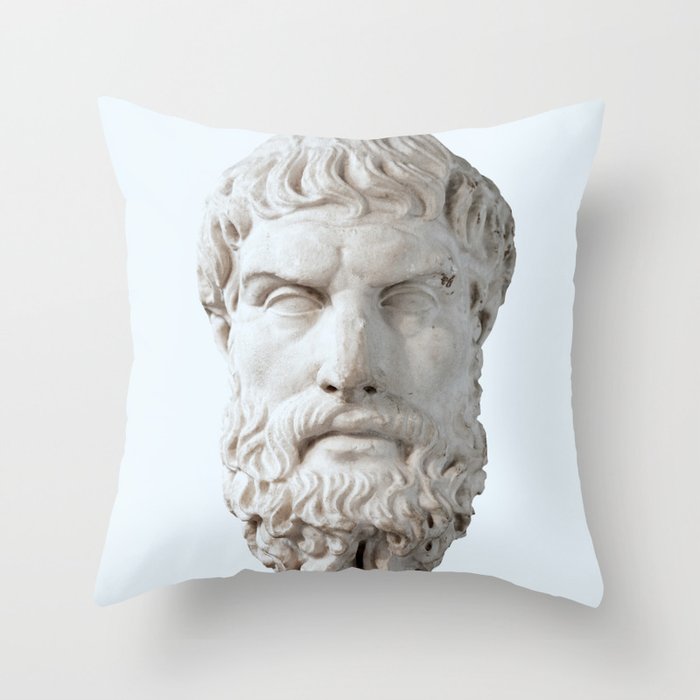 Epicurus Art Print, Portrait of Epicurus, Philosophy, Epicurus Bust, Epicurus Photo, Epicurus Art Print, Modern Home Decor, Blue, Epicurus Bust Print Throw Pillow