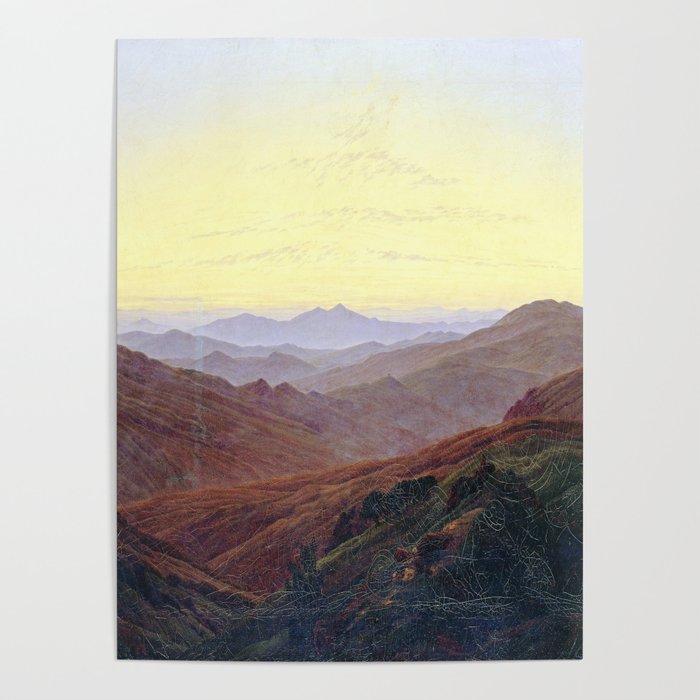 Caspar David Friedrich Before Sunrise in the Mountains Poster