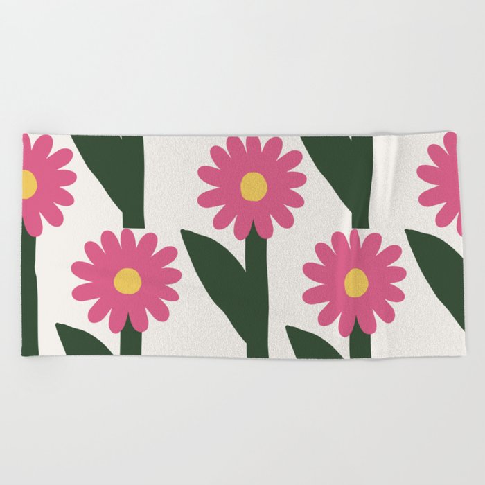 Pink flowers pattern Scandinavian nordic botanical floral