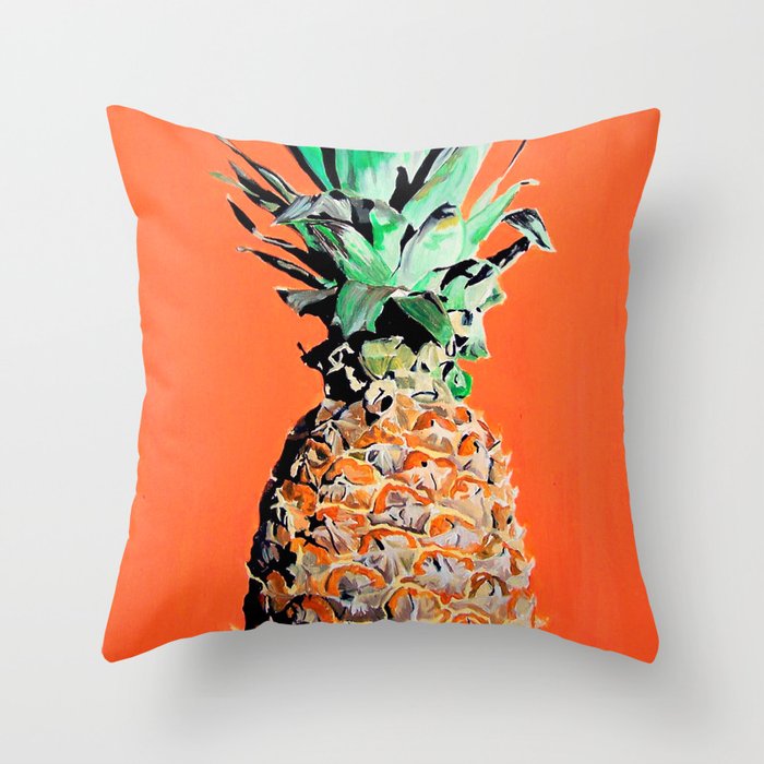 Pineapple pop art painting Throw Pillow