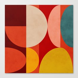 shapes of red mid century art Canvas Print
