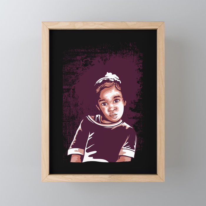 Cute Girl In Darkness Framed Mini Art Print