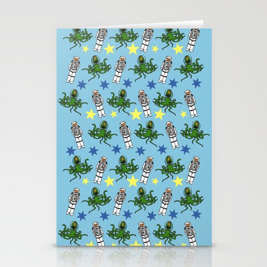 Aliens & Astronauts pattern Stationery Cards