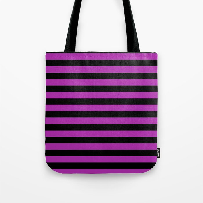 Stripes (Black & Purple Pattern) Tote Bag