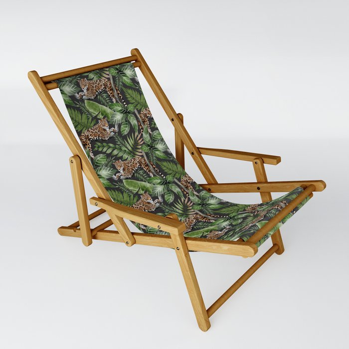 Rain Forest Leopard Leaves Pattern Sling Chair